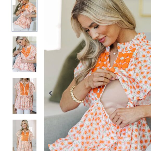 Shop The Mint Women's Orange Floral Nursing Top Medium - Picture 14 of 14